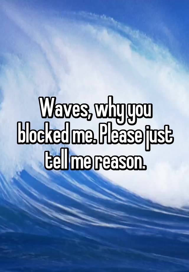 Waves, why you blocked me. Please just tell me reason.