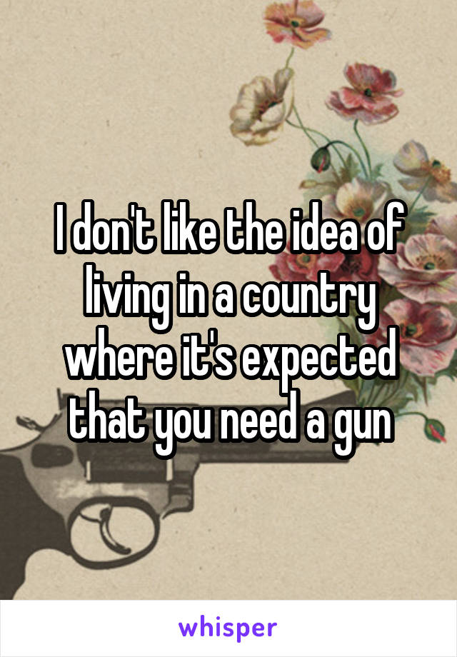 I don't like the idea of living in a country where it's expected that you need a gun