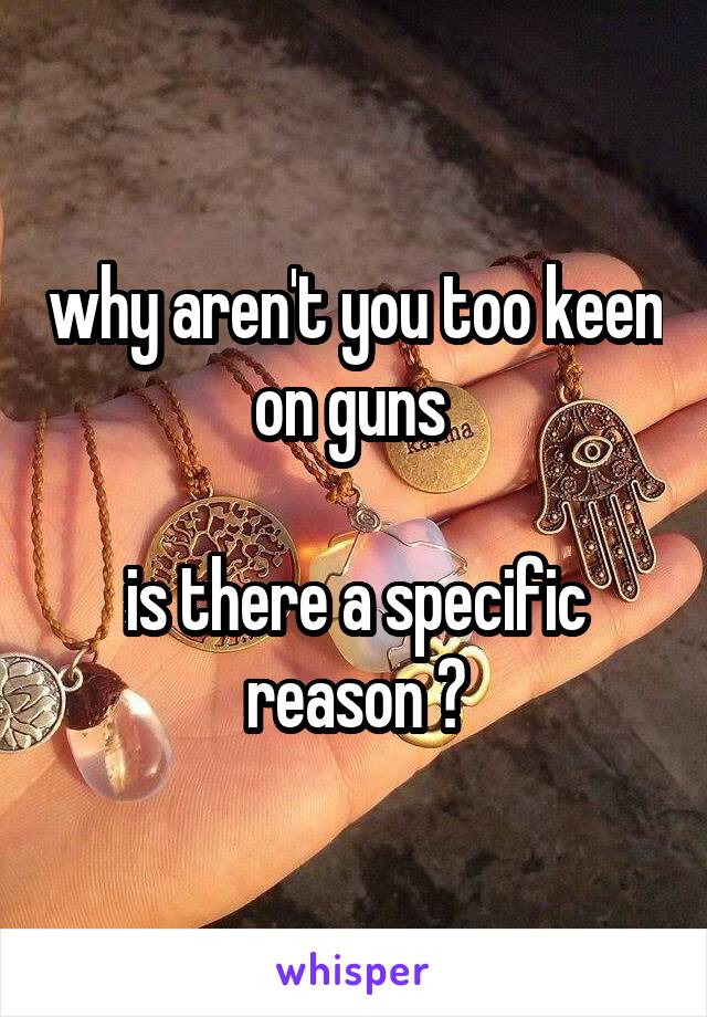 why aren't you too keen on guns 

is there a specific reason ?