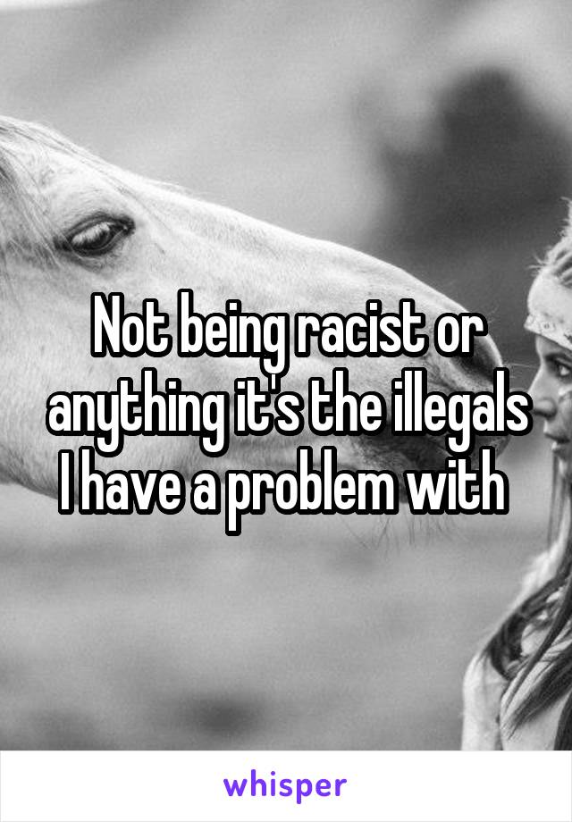 Not being racist or anything it's the illegals I have a problem with 