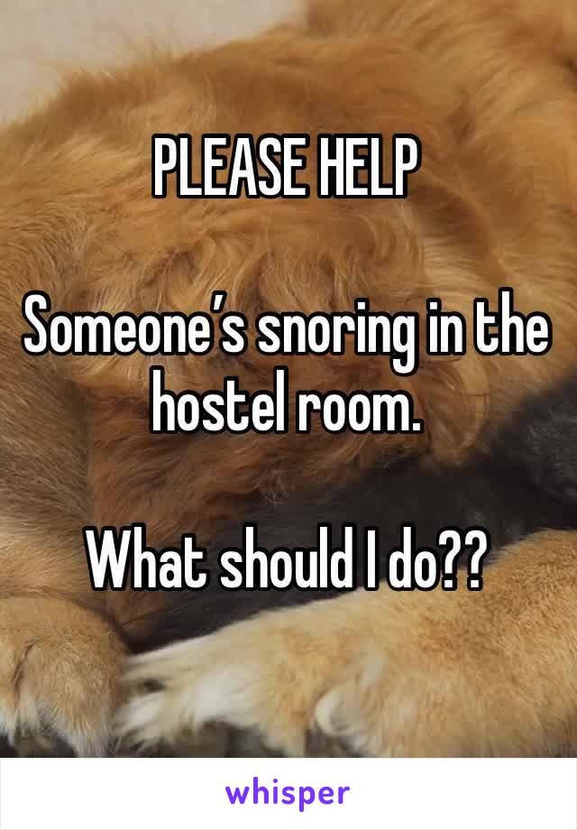 
PLEASE HELP

Someone’s snoring in the hostel room.

What should I do??