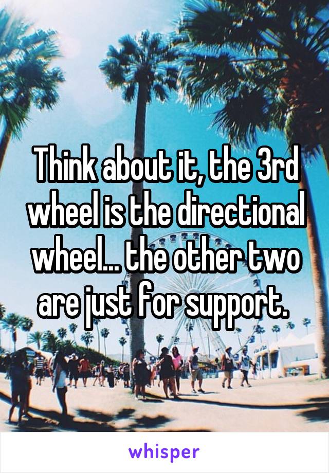 Think about it, the 3rd wheel is the directional wheel... the other two are just for support. 