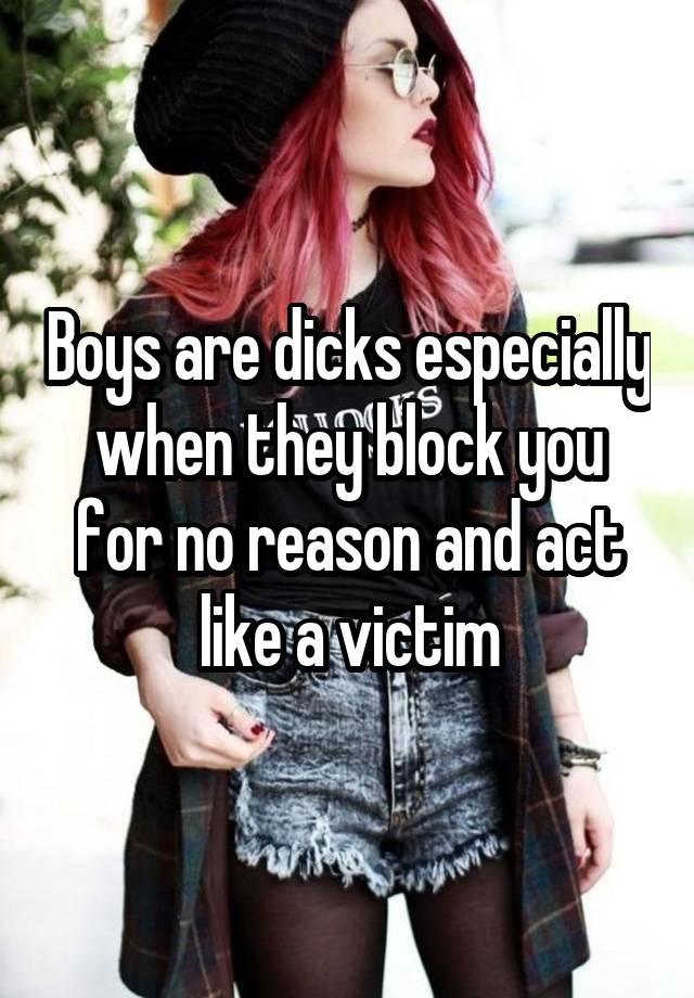 Boys are dicks especially when they block you for no reason and act like a victim