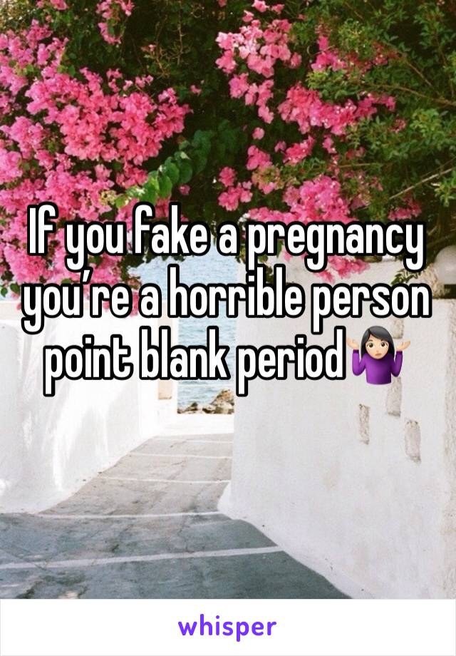 If you fake a pregnancy you’re a horrible person point blank period🤷🏻‍♀️