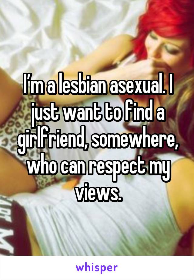I’m a lesbian asexual. I just want to find a girlfriend, somewhere, who can respect my views.