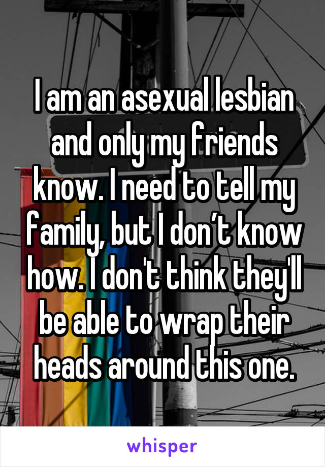 I am an asexual lesbian and only my friends know. I need to tell my family, but I don’t know how. I don't think they'll be able to wrap their heads around this one.