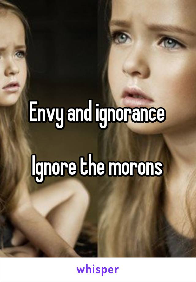 Envy and ignorance 

Ignore the morons 