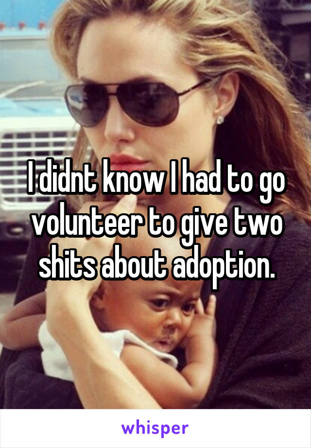 I didnt know I had to go volunteer to give two shits about adoption.