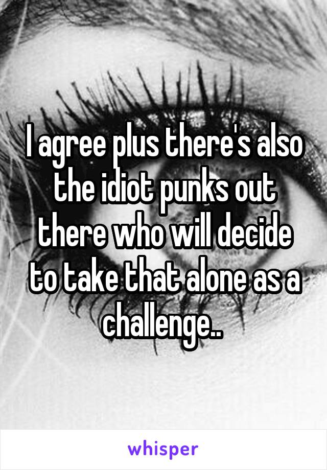 I agree plus there's also the idiot punks out there who will decide to take that alone as a challenge.. 