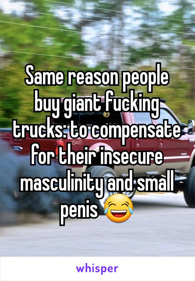 Same reason people buy giant fucking trucks: to compensate for their insecure masculinity and small penis 😂