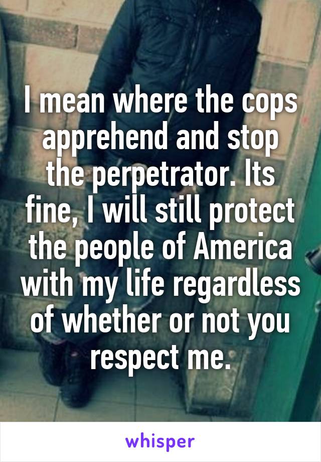 I mean where the cops apprehend and stop the perpetrator. Its fine, I will still protect the people of America with my life regardless of whether or not you respect me.