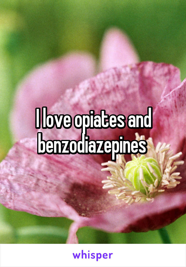 I love opiates and benzodiazepines 