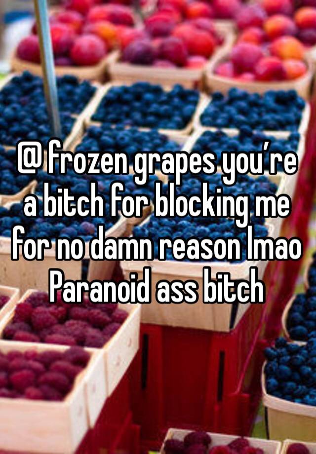 @ frozen grapes you’re a bitch for blocking me for no damn reason lmao 
Paranoid ass bitch 