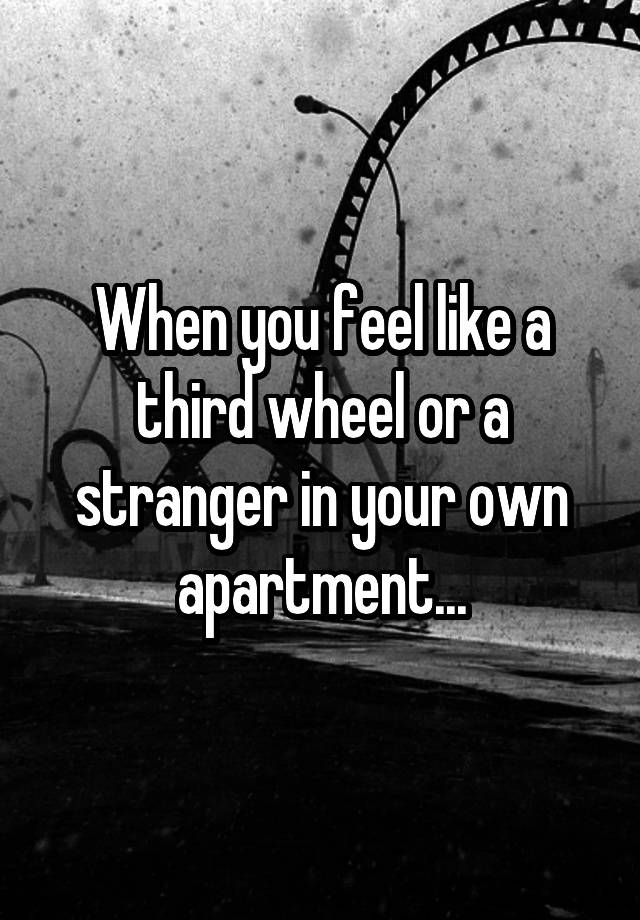 When you feel like a third wheel or a stranger in your own apartment...