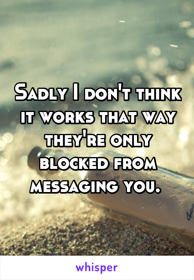 Sadly I don't think it works that way they're only blocked from messaging you. 