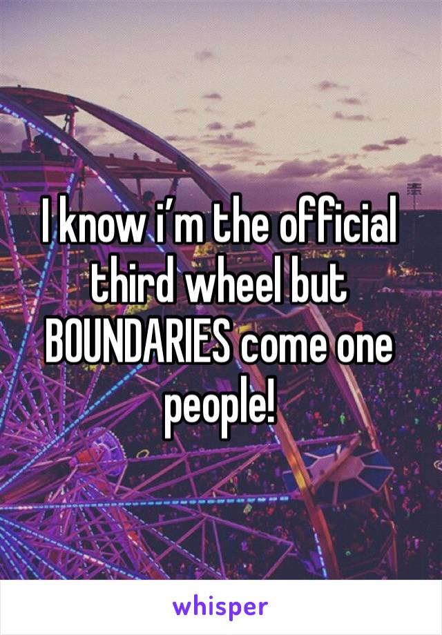 I know i’m the official third wheel but BOUNDARIES come one people!