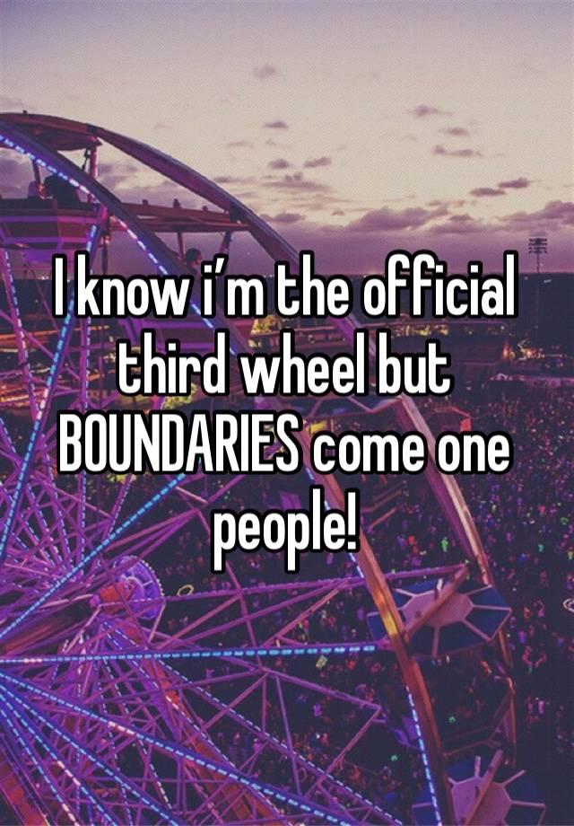 I know i’m the official third wheel but BOUNDARIES come one people!