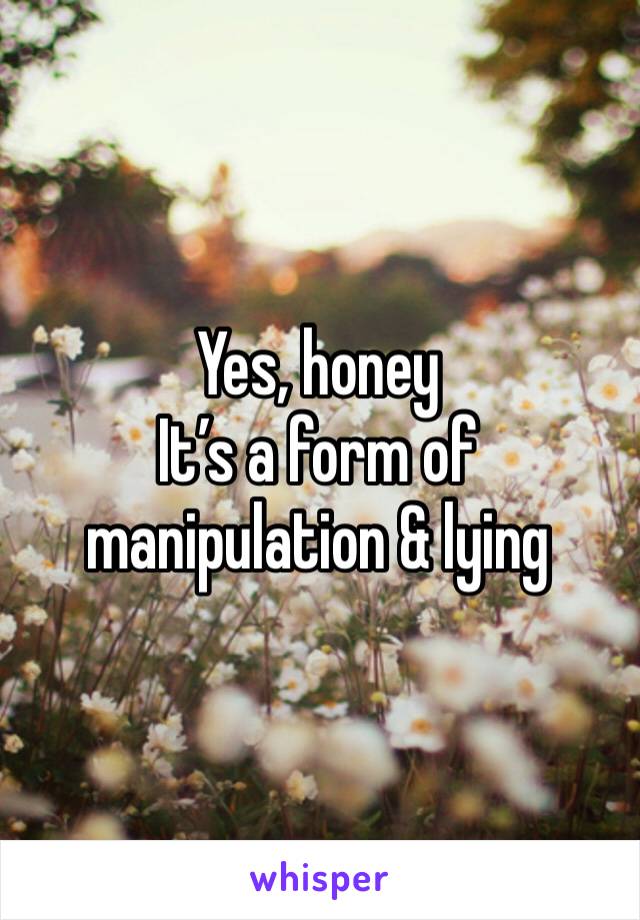 Yes, honey
It’s a form of manipulation & lying