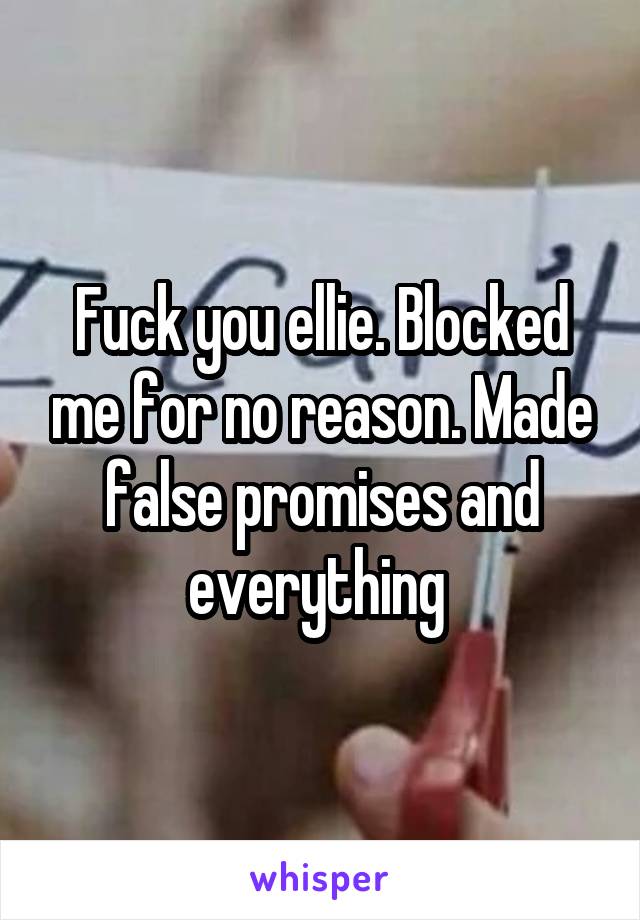 Fuck you ellie. Blocked me for no reason. Made false promises and everything 