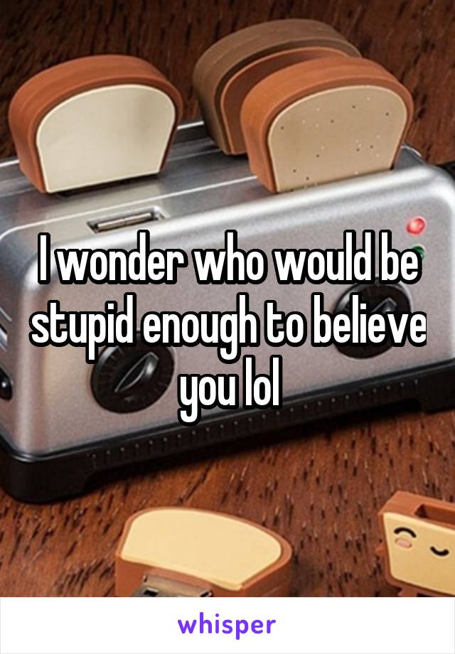 I wonder who would be stupid enough to believe you lol