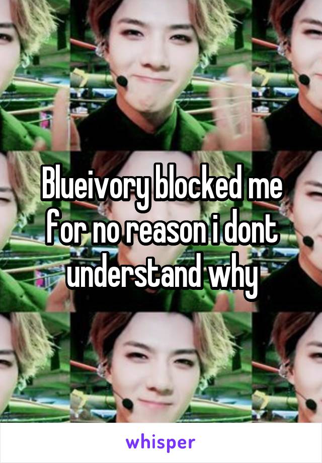 Blueivory blocked me for no reason i dont understand why