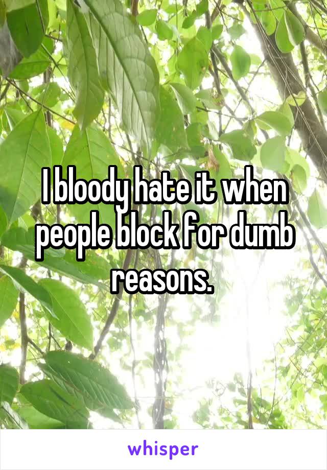 I bloody hate it when people block for dumb reasons. 