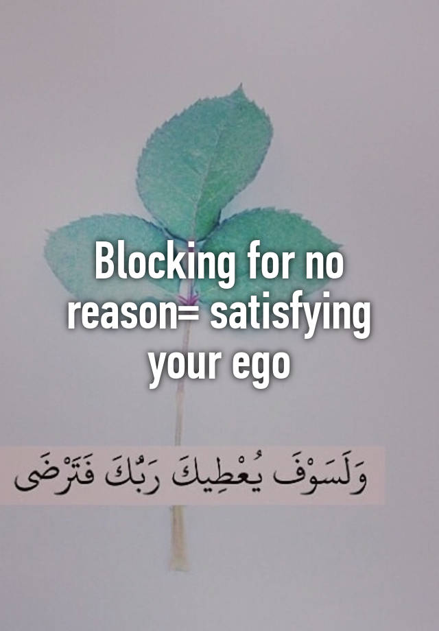 Blocking for no reason= satisfying your ego