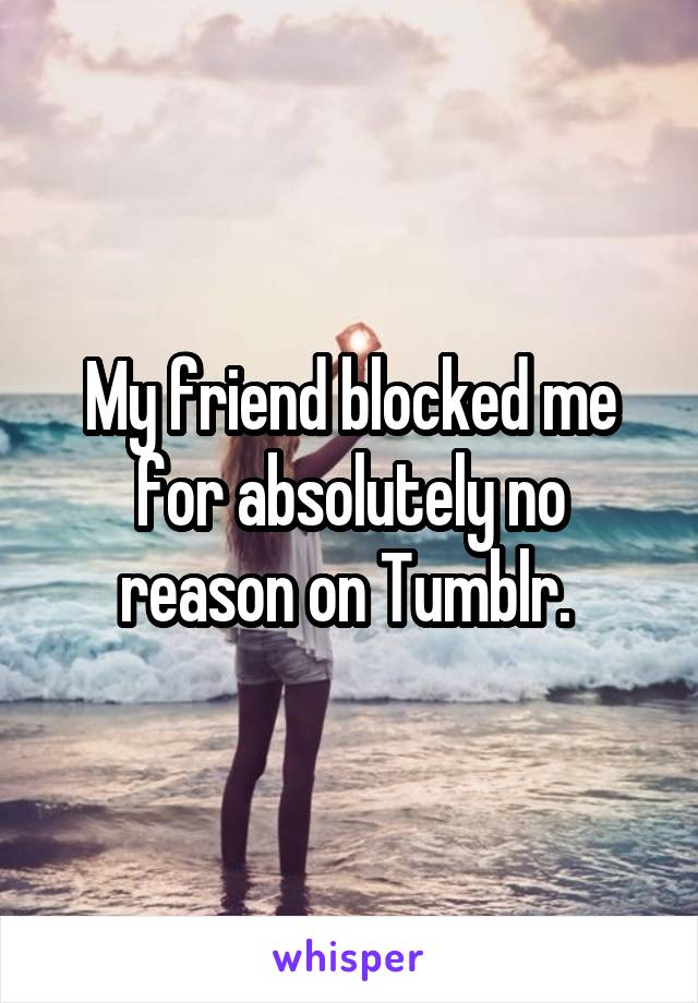 My friend blocked me for absolutely no reason on Tumblr. 