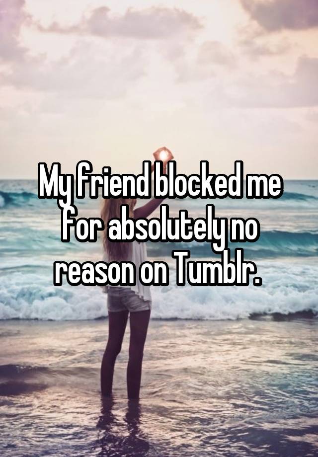 My friend blocked me for absolutely no reason on Tumblr. 