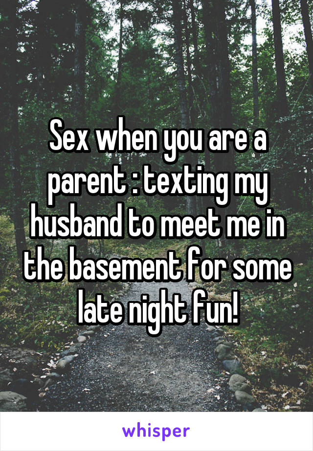 Sex when you are a parent : texting my husband to meet me in the basement for some late night fun!