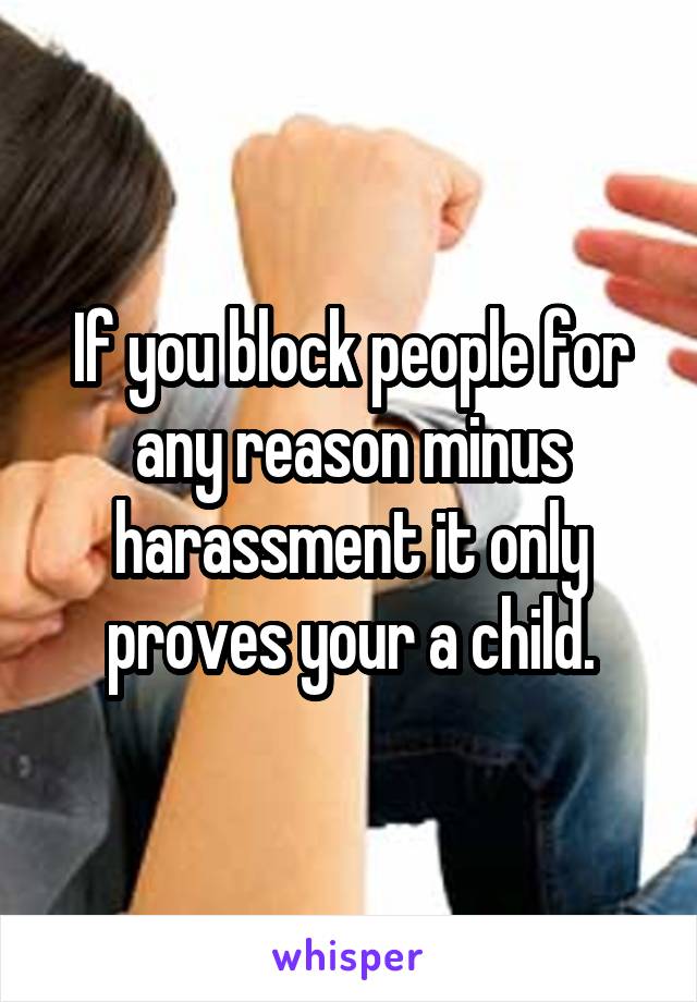 If you block people for any reason minus harassment it only proves your a child.