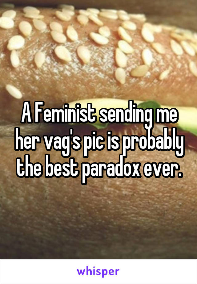 A Feminist sending me her vag's pic is probably the best paradox ever.
