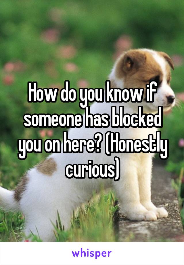 How do you know if someone has blocked you on here? (Honestly curious)