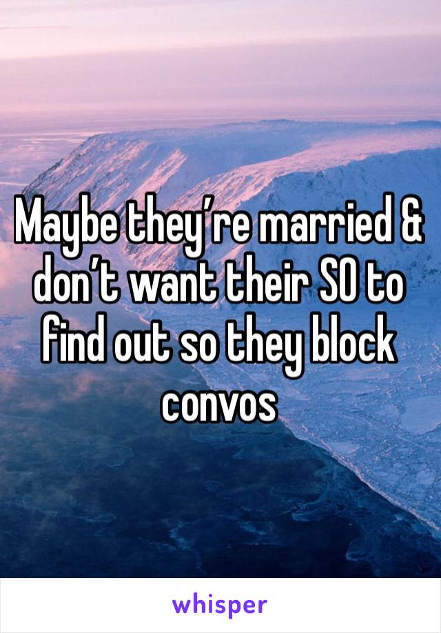 Maybe they’re married & don’t want their SO to find out so they block convos