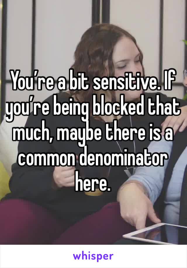 You’re a bit sensitive. If you’re being blocked that much, maybe there is a common denominator here. 