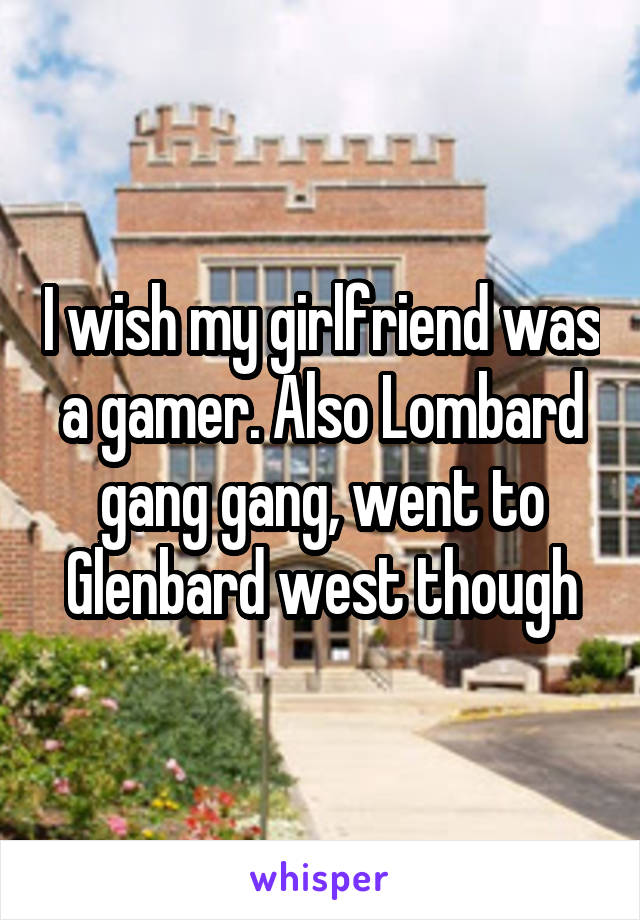 I wish my girlfriend was a gamer. Also Lombard gang gang, went to Glenbard west though