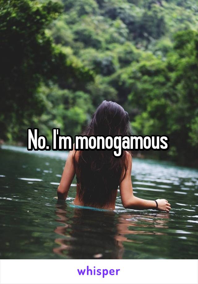 No. I'm monogamous 