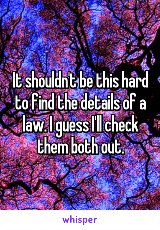 It shouldn't be this hard to find the details of a law. I guess I'll check them both out.