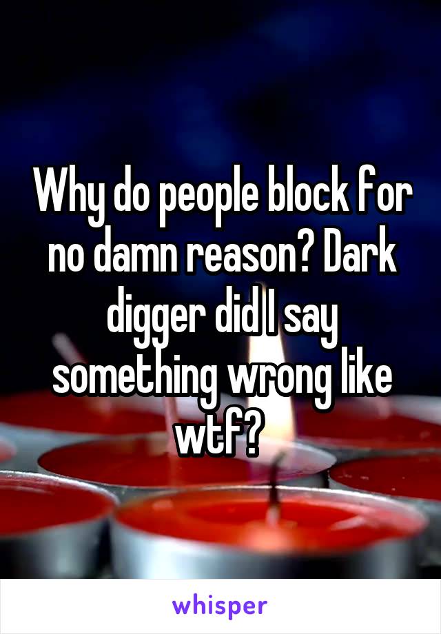 Why do people block for no damn reason? Dark digger did I say something wrong like wtf? 