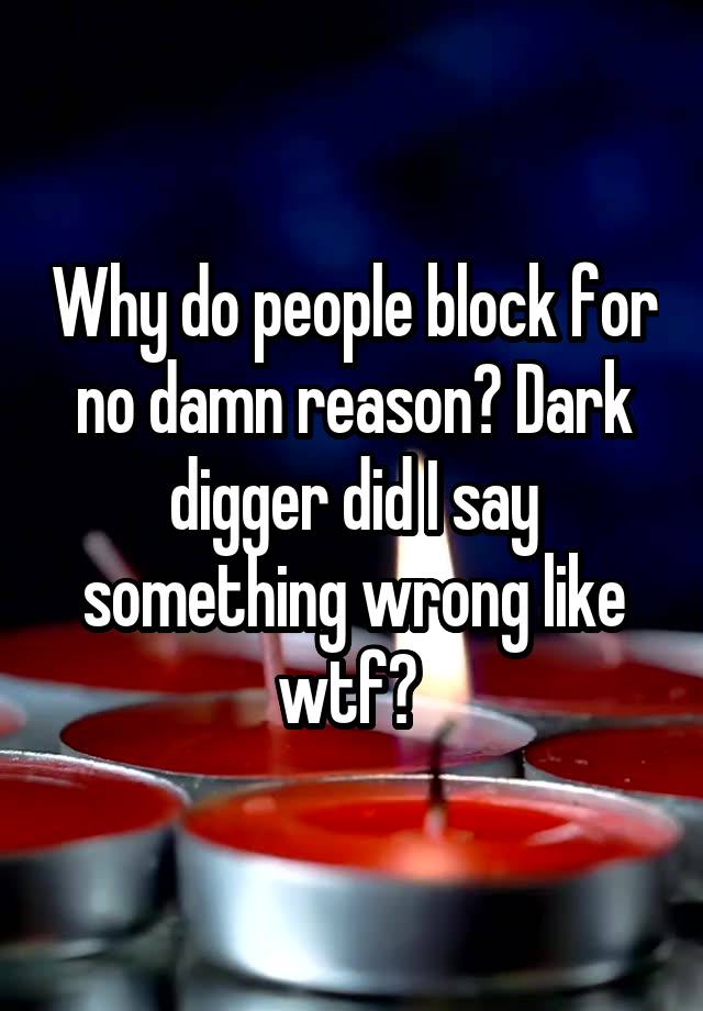 Why do people block for no damn reason? Dark digger did I say something wrong like wtf? 