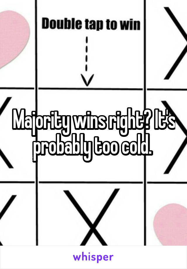 Majority wins right? It's probably too cold. 