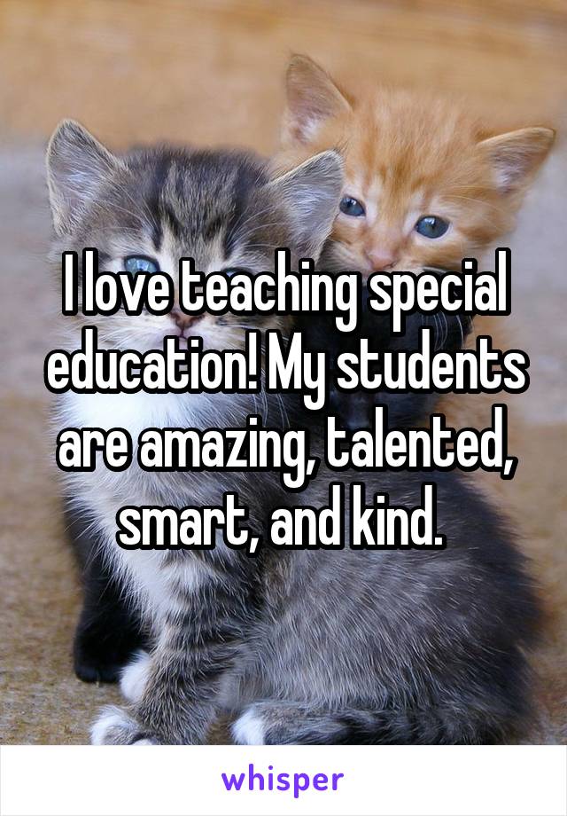 I love teaching special education! My students are amazing, talented, smart, and kind. 