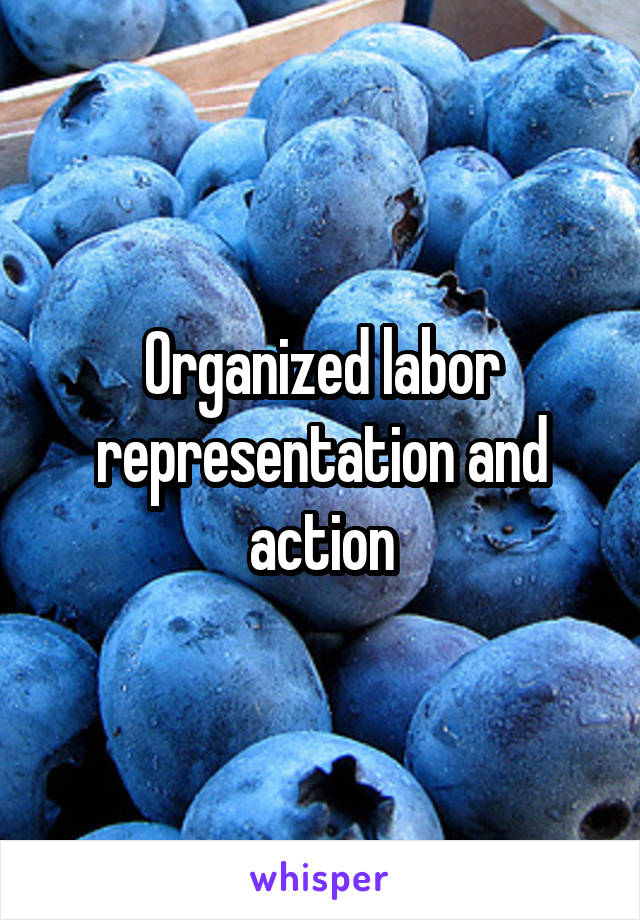 Organized labor representation and action