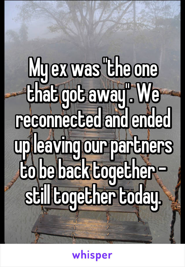 My ex was "the one that got away". We reconnected and ended up leaving our partners to be back together - still together today.