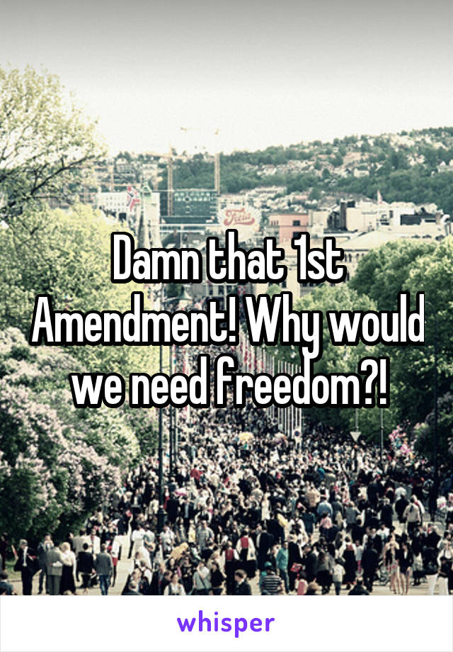 Damn that 1st Amendment! Why would we need freedom?!