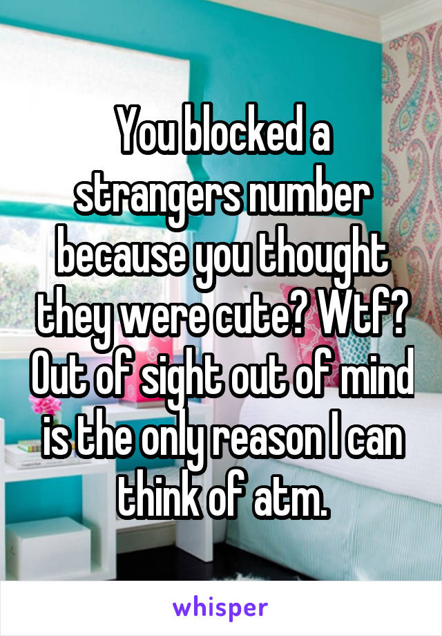 You blocked a strangers number because you thought they were cute? Wtf? Out of sight out of mind is the only reason I can think of atm.