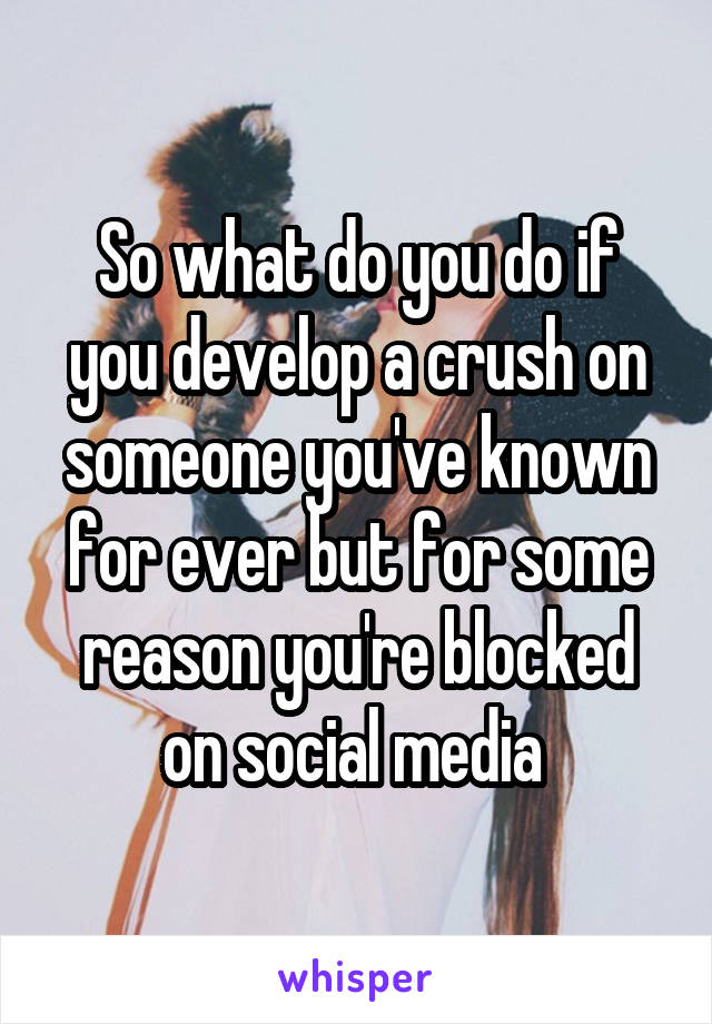 So what do you do if you develop a crush on someone you've known for ever but for some reason you're blocked on social media 