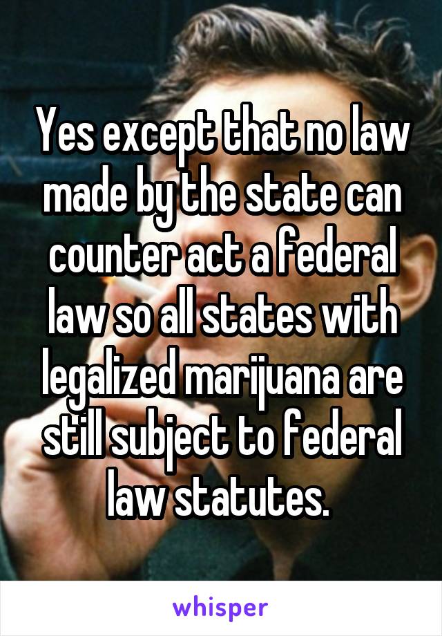 Yes except that no law made by the state can counter act a federal law so all states with legalized marijuana are still subject to federal law statutes. 