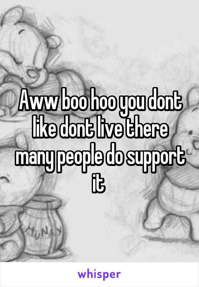 Aww boo hoo you dont like dont live there many people do support it 