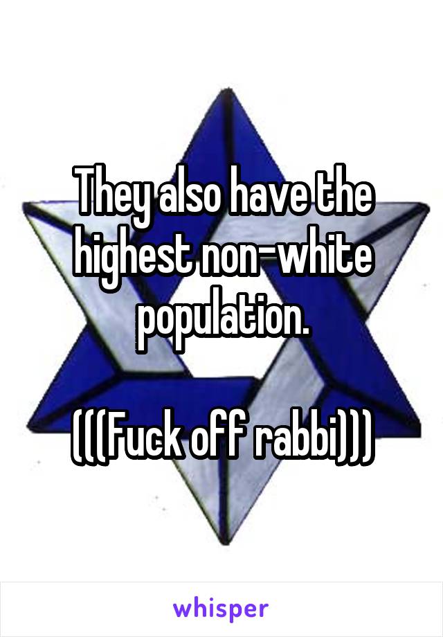 They also have the highest non-white population.

(((Fuck off rabbi)))